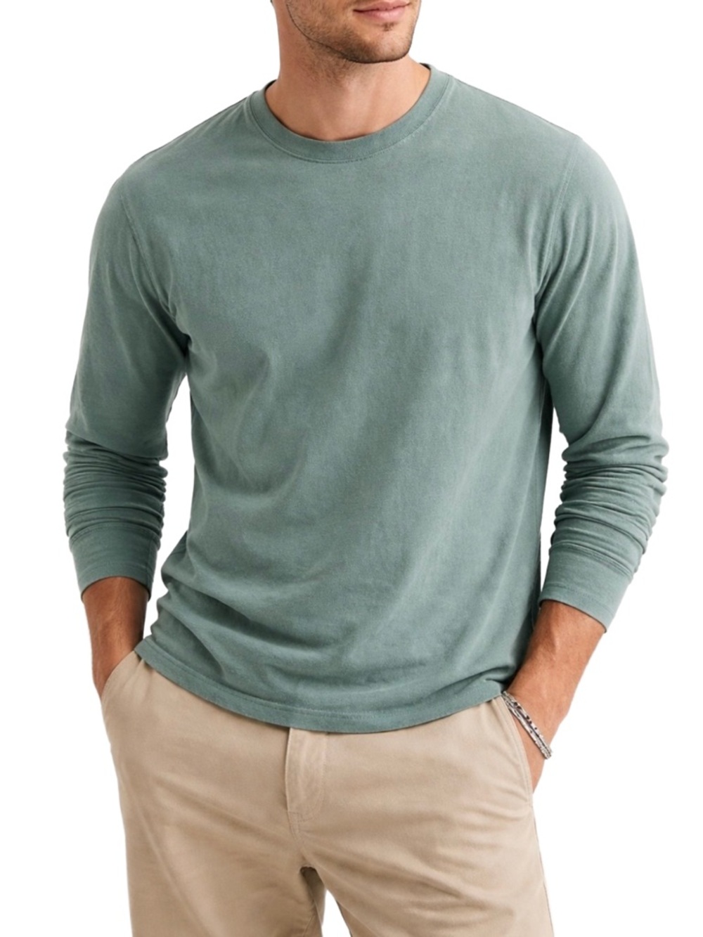 J.Crew Garment-Dyed Sage Long Sleeve Tee Men’s L Vintage Fit